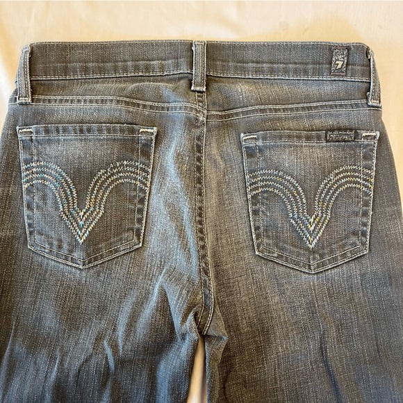 7 For All Mankind Kate Grey Rainbow Stitching Slim Denim Jeans Size 14 - Picture 8 of 16